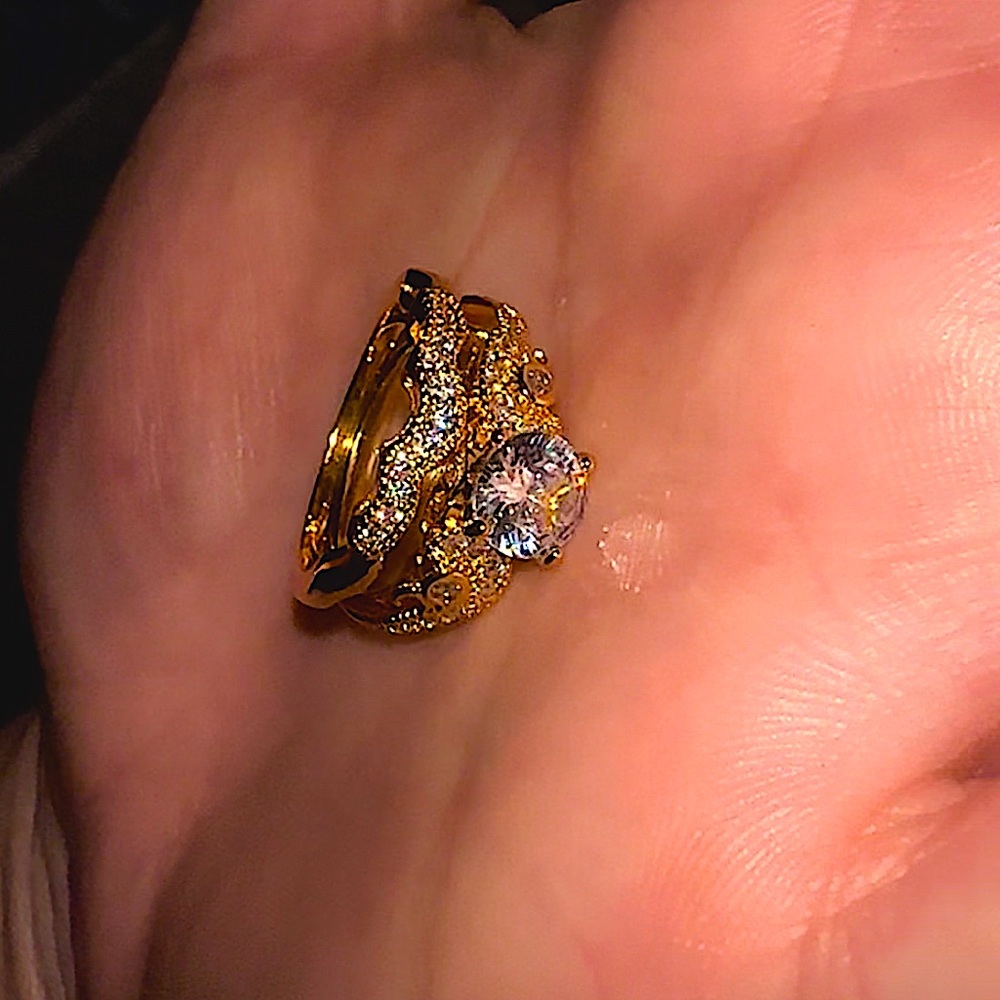2 Piece Cubic Zirconia Diamond Decor Rings